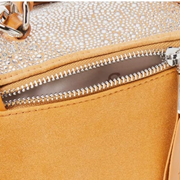 STEVE MADDEN STEVE MADDEN KARMENN CROSSBODY BAG, TAN & SILVER RHINESTONES - Picture 17 of 17